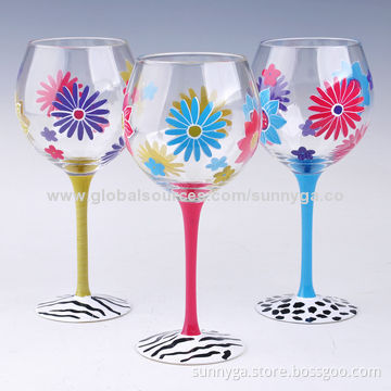 New Arrive Hand Painted Wine Glasses with 409mL Capacity